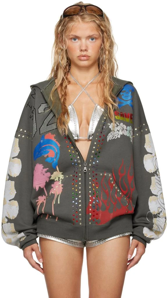 I'm Sorry by Petra Collins SSENSE Exclusive Gray Mimi Wade Edition Oversized Zip Up Hoodie 1