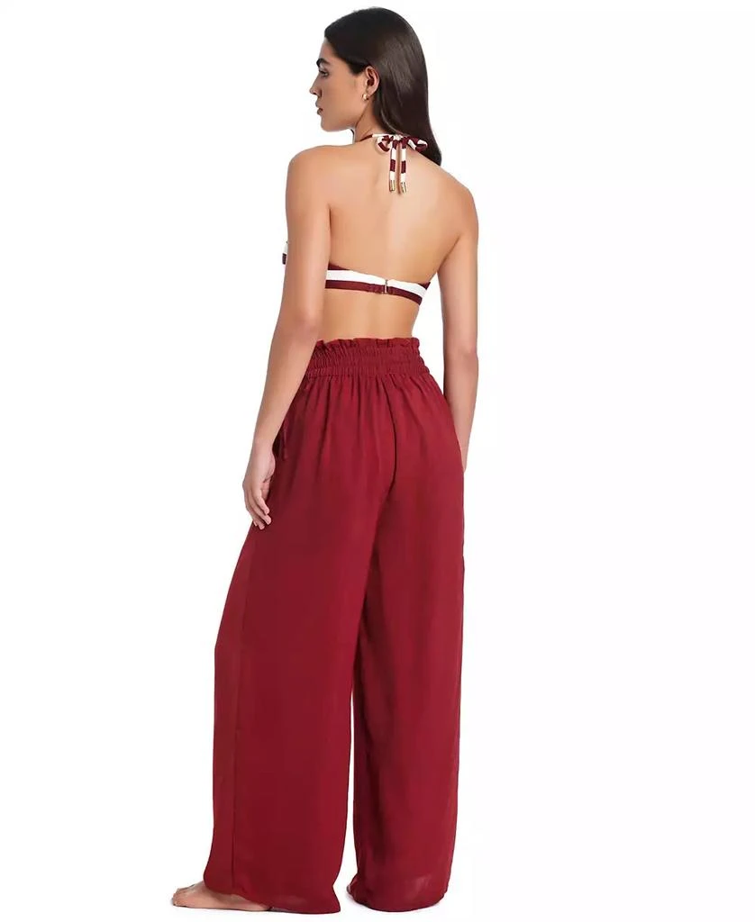 Red Carter Hammered Wide Leg Cover-Up Pants 4