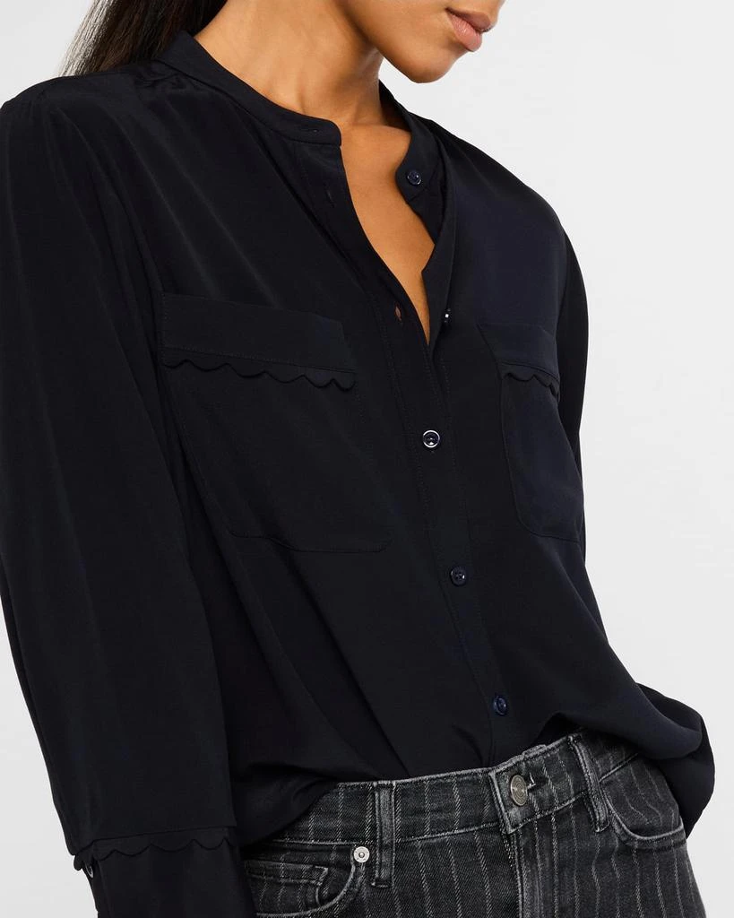 FRAME Scallop-Trim Silk Shirt 5