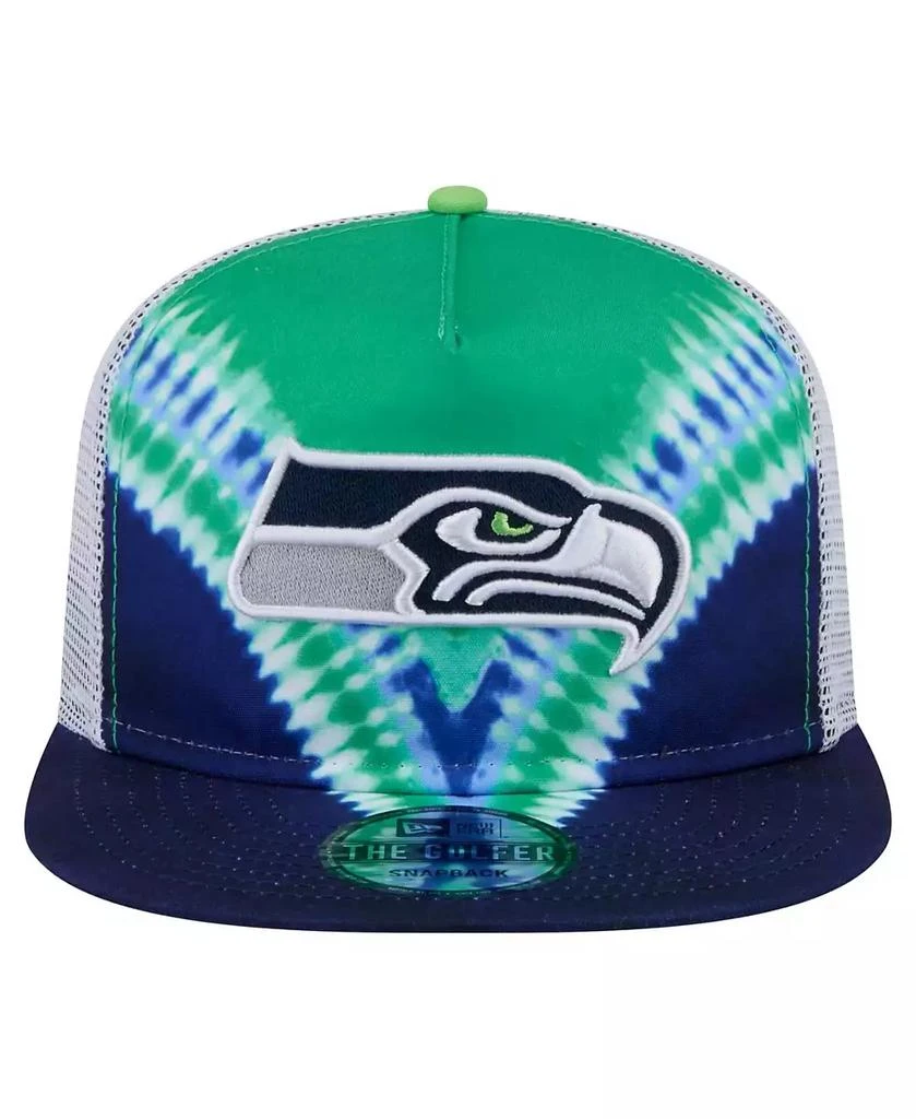New Era Men's Neon Green/College Navy Seattle Seahawks Throwback Dye Golfer Snapback Hat 2