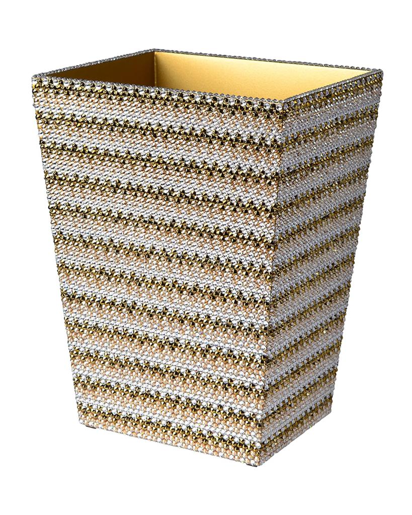 Mike & Ally Biarritz Wastebasket with Swarovski Crystals, Gold
