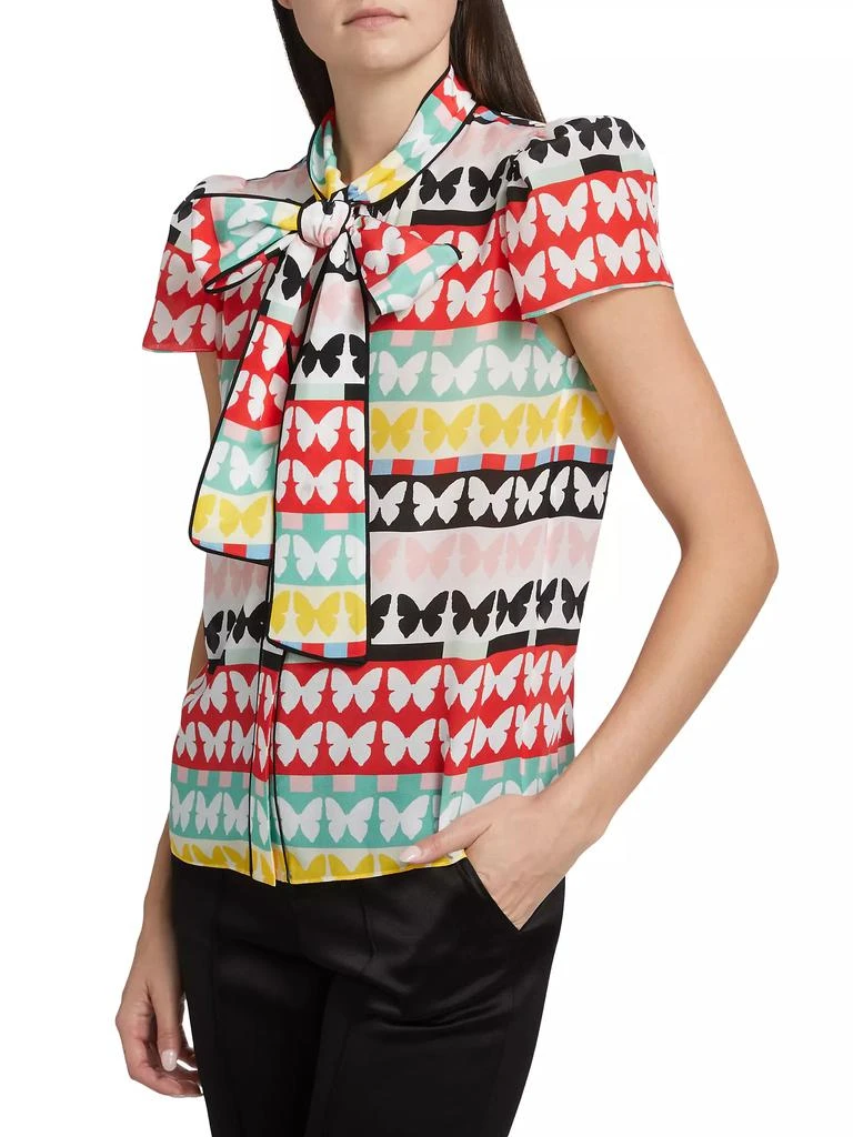 Alice + Olivia Jeannie Butterfly Tie-Neck Top 4