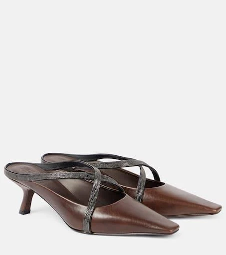 Brunello Cucinelli Monili leather mules 1