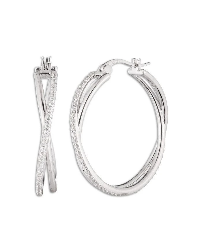 Ralph Lauren Pavé Crisscross Hoop Earrings in Sterling Silver