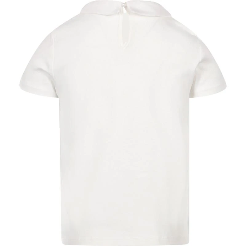 Charabia Embroidered butterfly wings collar t shirt in white 2