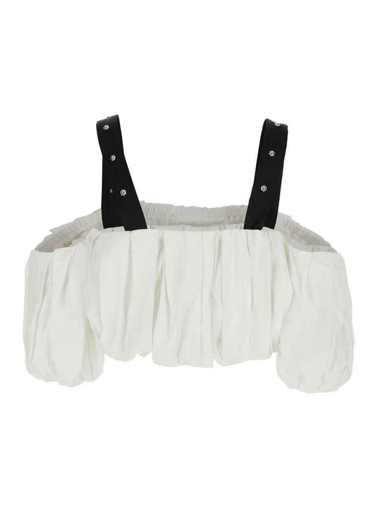 PINKO 'Raul' White Top With Adjustable Straps And Removable Sleeves In Cotton Woman 2