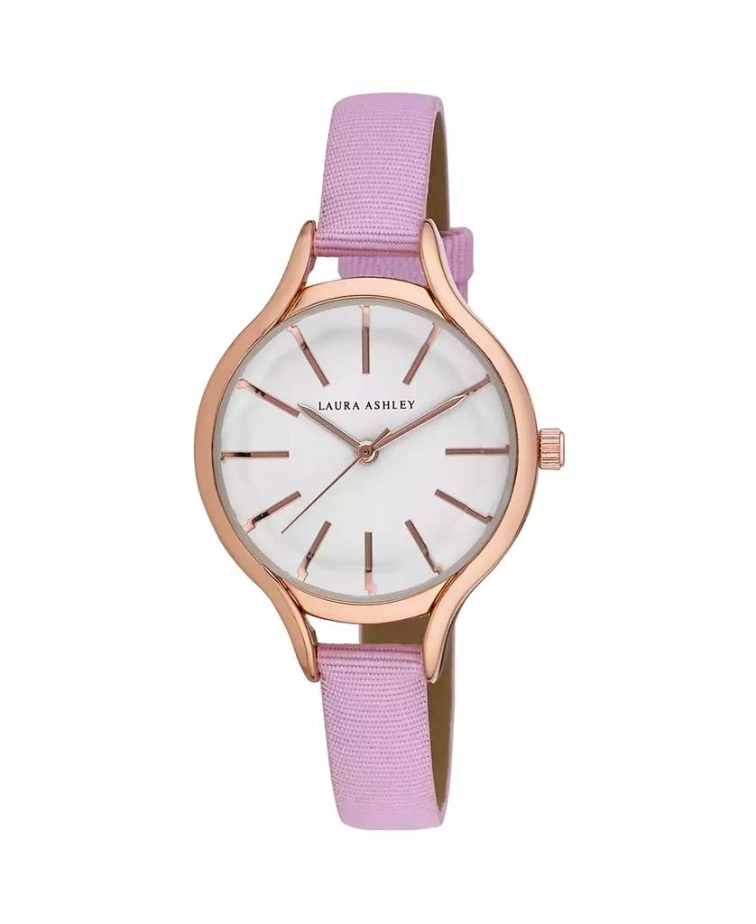 Laura Ashley Women's Pink Grosgrain Strap Watch