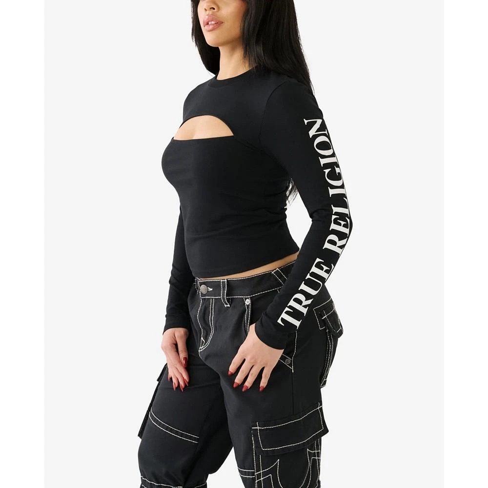 True Religion Women's Long Sleeve Cut Out T-shirt 3