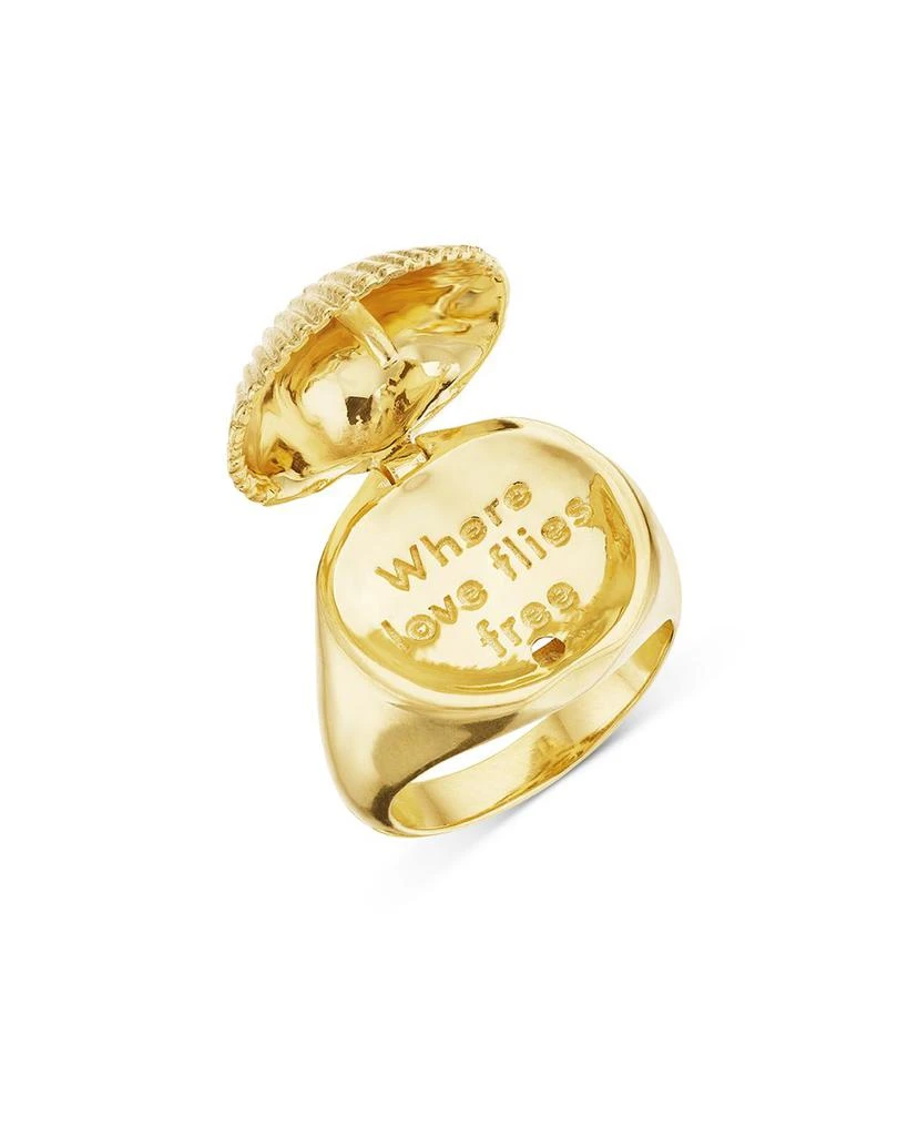 CADAR 18K Yellow Gold Shell Flip Top Textured Pinky Ring 2