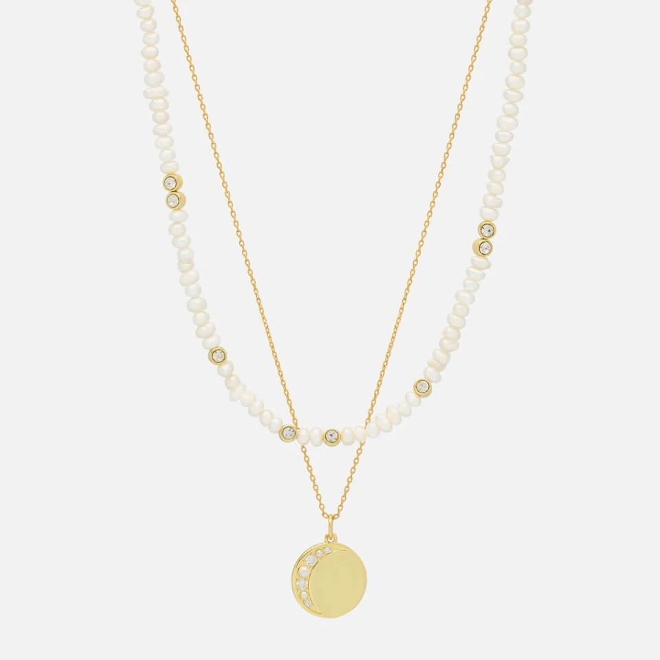 ESTELLA BARTLETT Estella Bartlett Moonz Glass Pearl Gold-Tone Double Chain Necklace from undefined