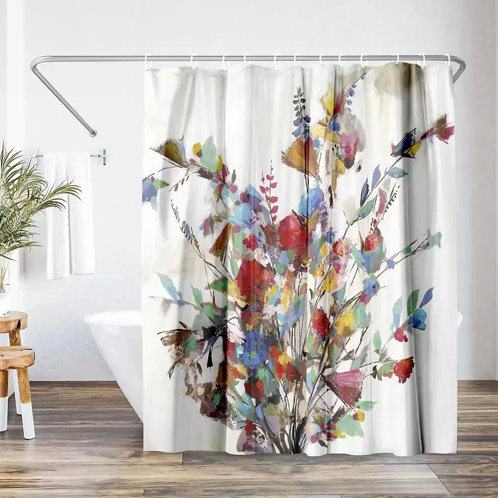 Americanflat 71x74 Floral Shower Curtain - Spring Bouquet by PI Creative Art