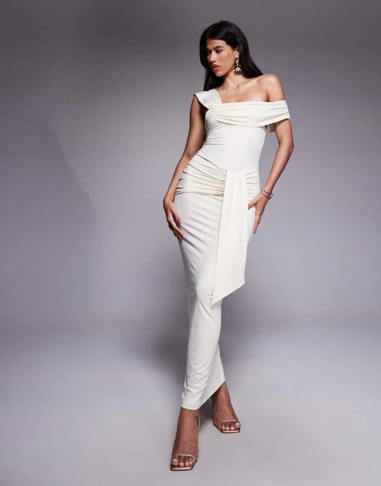 white christmas dresses Jasira Strapless Drape Maxi Dress | Cream Polka Dot | Womens main image 1