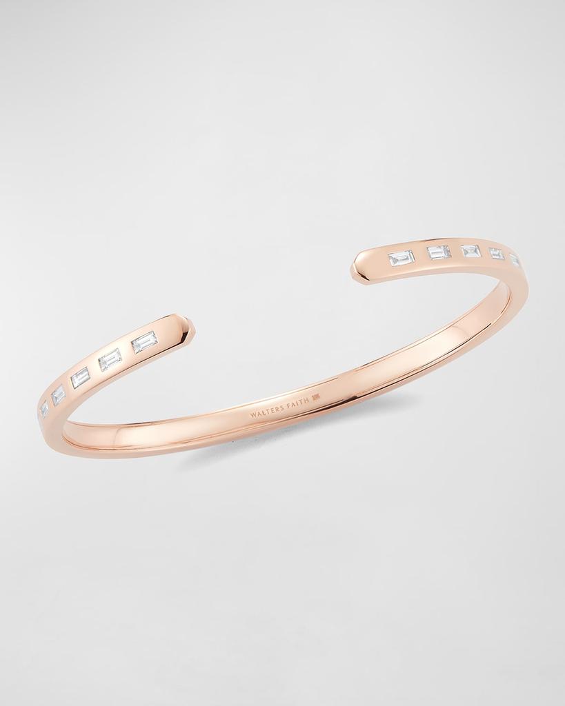 Walters Faith Ottoline Rose Gold Narrow Cuff with Gypsy-Set Baguette Diamonds