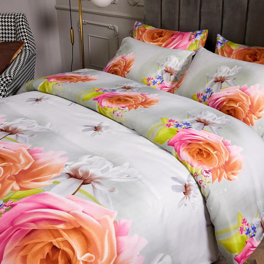 Dolce Mela Dolce Mela Duvet Cover Set, 6 Piece Luxury Floral Bedding -innocence