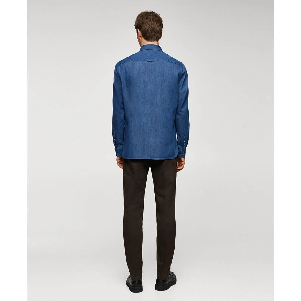 Mango Men's Classic-Fit Chambray Cotton Shirt 6