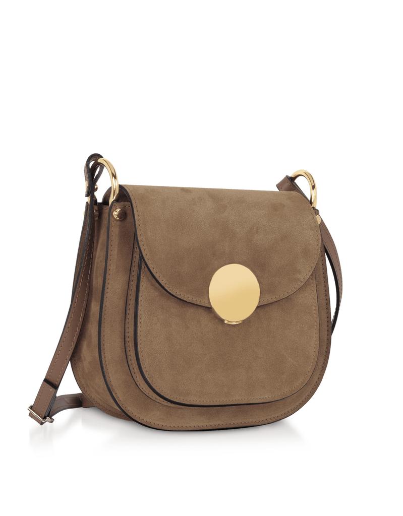 LePARMENTIER Paris Agave Suede and Smooth Leather Shoulder Bag