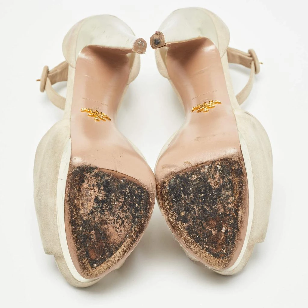 Prada Prada Beige Suede Platform Ankle Strap Sandals Size 38 6