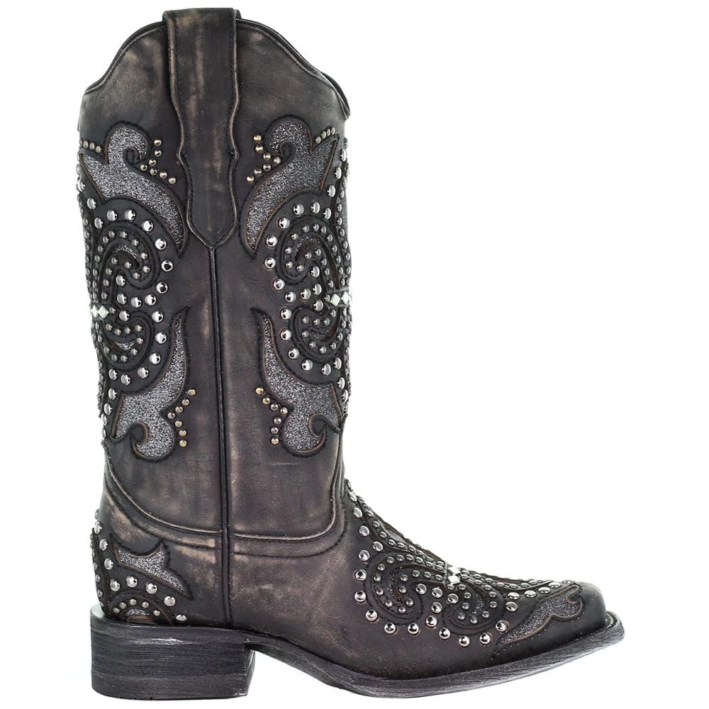 Corral Boots Studded Tooled Inlay Snip Toe Cowboy Boots 1
