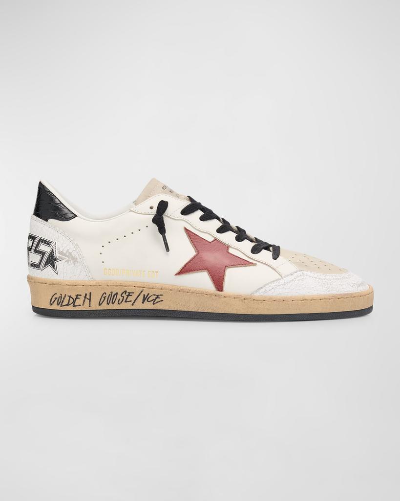 Golden Goose Men's Ballstar Crackle-Heel Leather Low-Top Sneakers