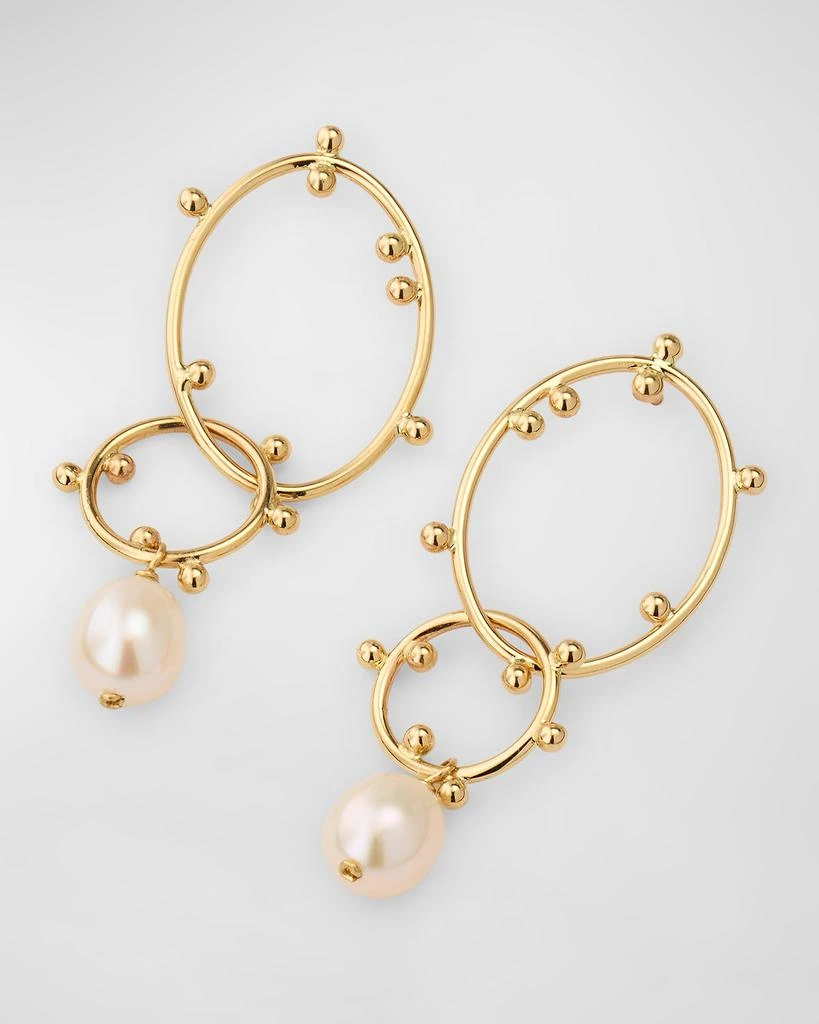 POPPY FINCH Scattered Bubble Hoop and Pearl Drop Earrings 3