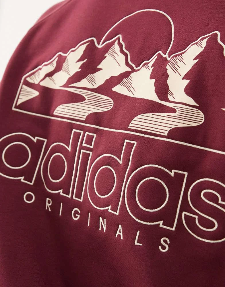 adidas Originals mountain graphic sweatshirt in burgundy – On Sale