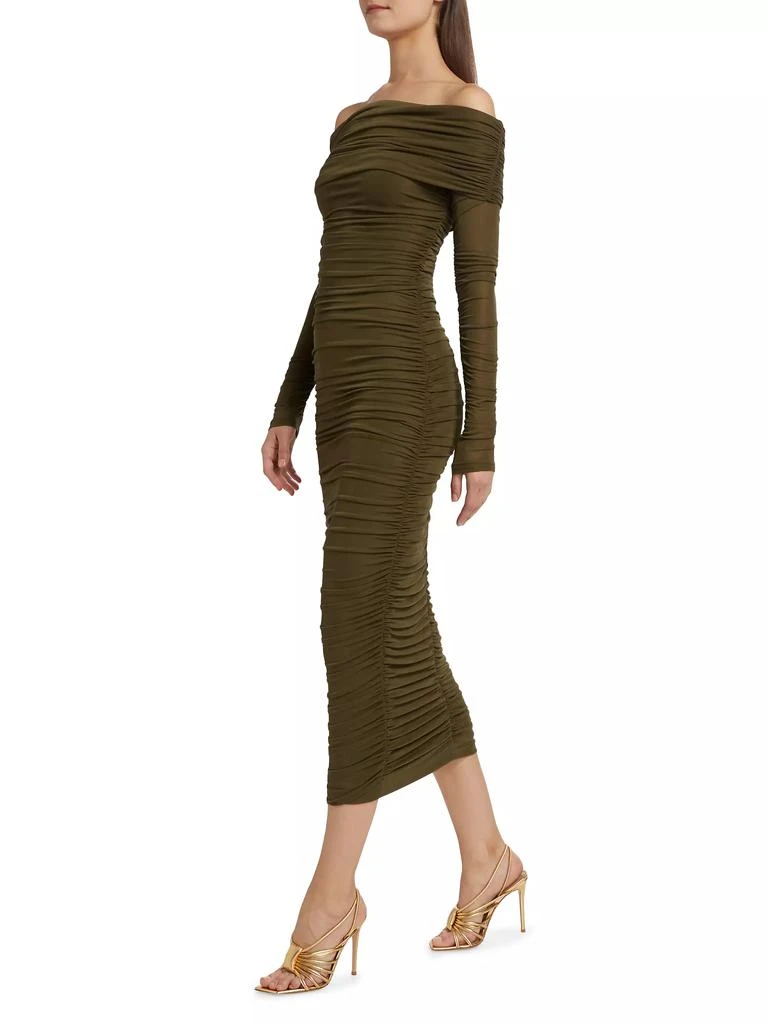 Ronny Kobo Varonica Ruched Off-The-Shoulder Midi-Dress 4