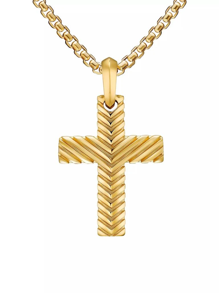 David Yurman Chevron Cross Pendant in 18K Yellow Gold, 36MM 1