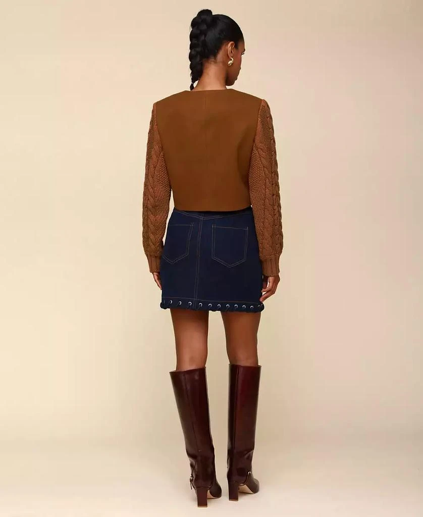 Avec Les Filles Women's Cotton Lace-Hem Mini Skirt 6