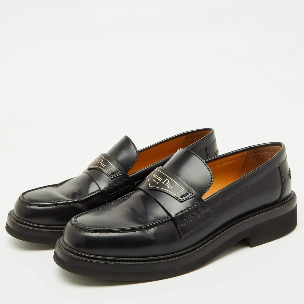 Dior Dior Black Brushed Leather Boy Platform Slip On Loafers Size 37 2