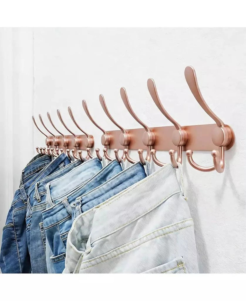 YIGII Heavy Duty Stainless Steel 5-Tri Hook Wall Rack for Coats, Hats, Towels, Purse, Scarfs, Robes 5