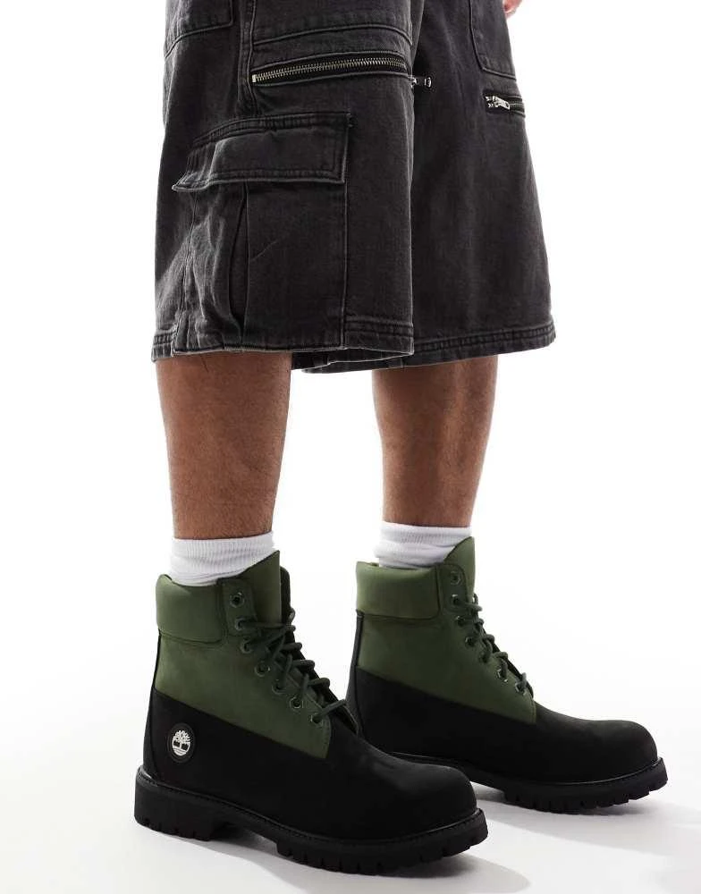 Timberland Timberland premium 6 inch waterproof boot in black and dark green 1