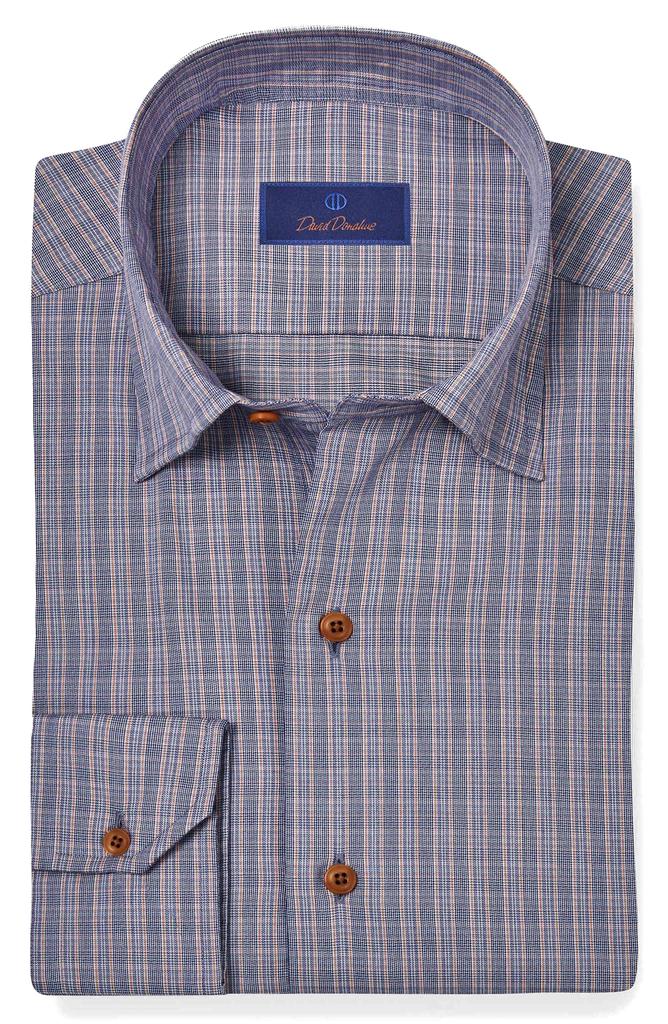 David Donahue Twill Check Sport Shirt