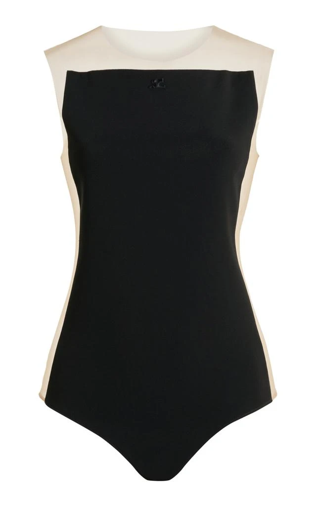 Courrèges Courrèges - Frame Illusion Mesh-Paneled Cotton Bodysuit - Black - S - Moda Operandi 1