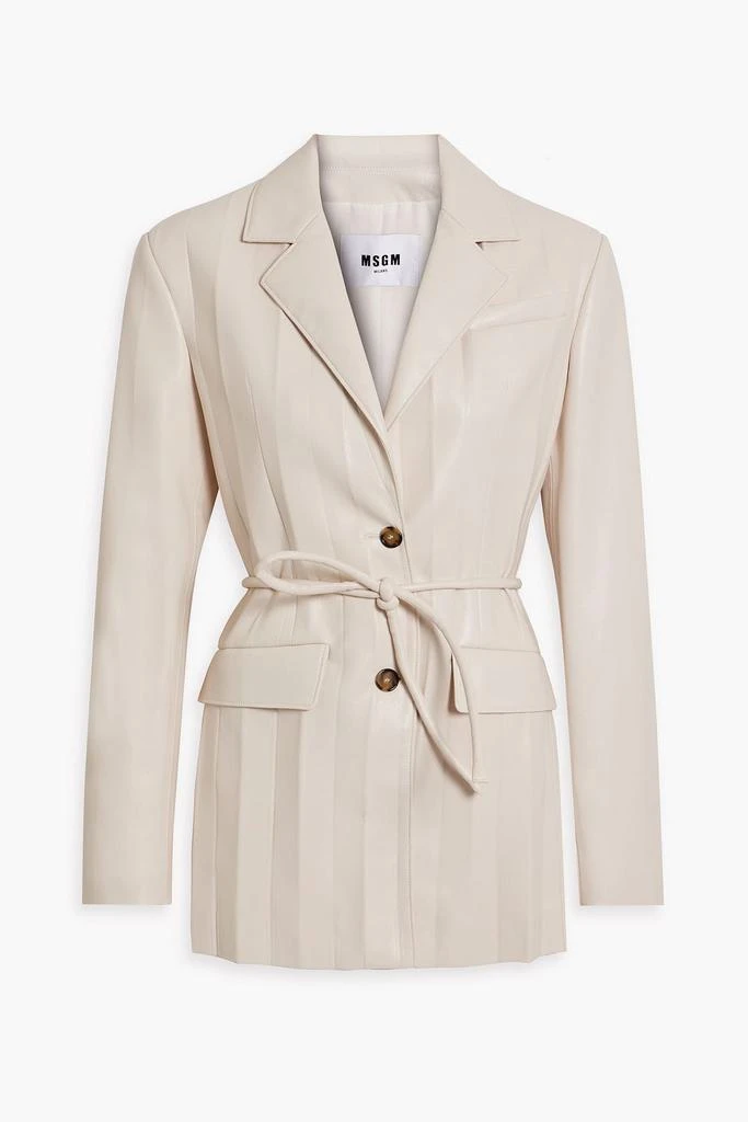 MSGM Belted pleated faux leather blazer 1