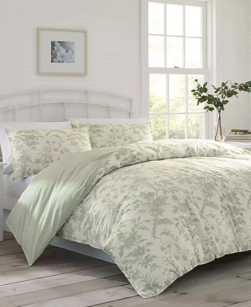 Laura Ashley Natalie Cotton Reversible 3-Pc. Duvet Cover Set 2