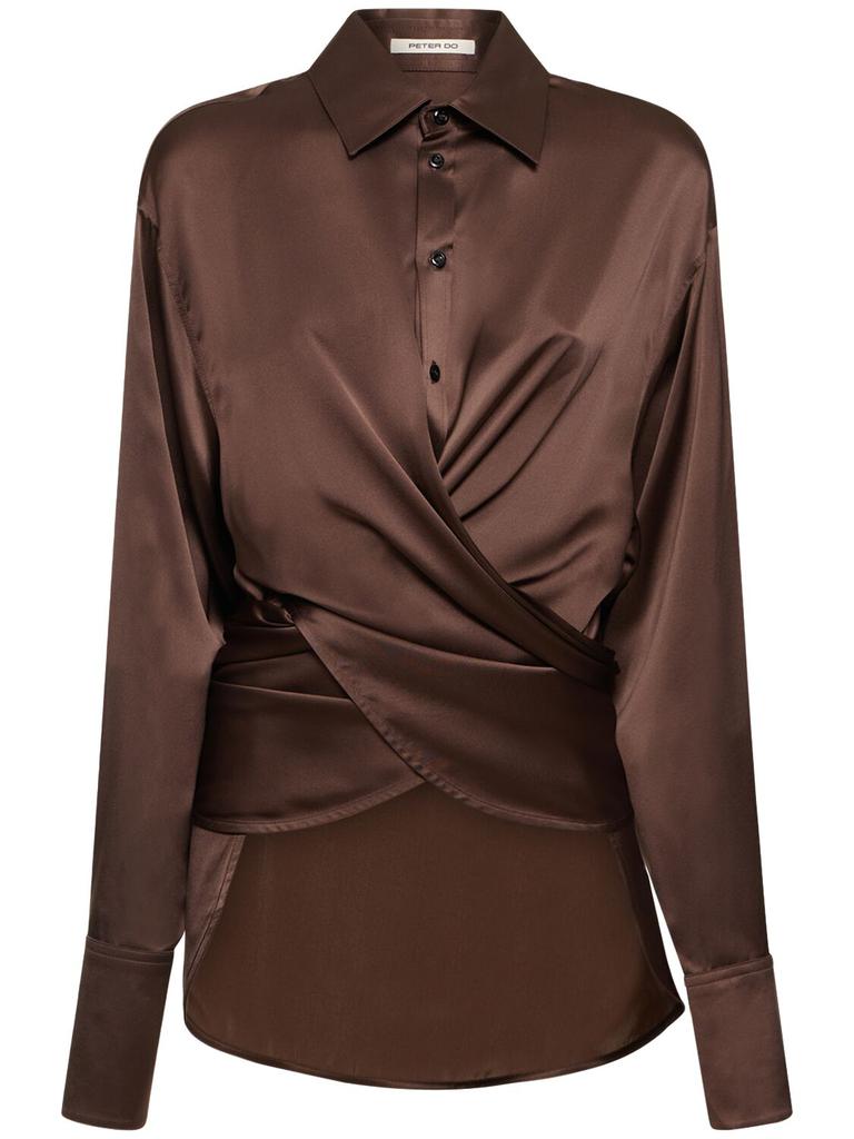 PETER DO Silk Satin Wrap Shirt