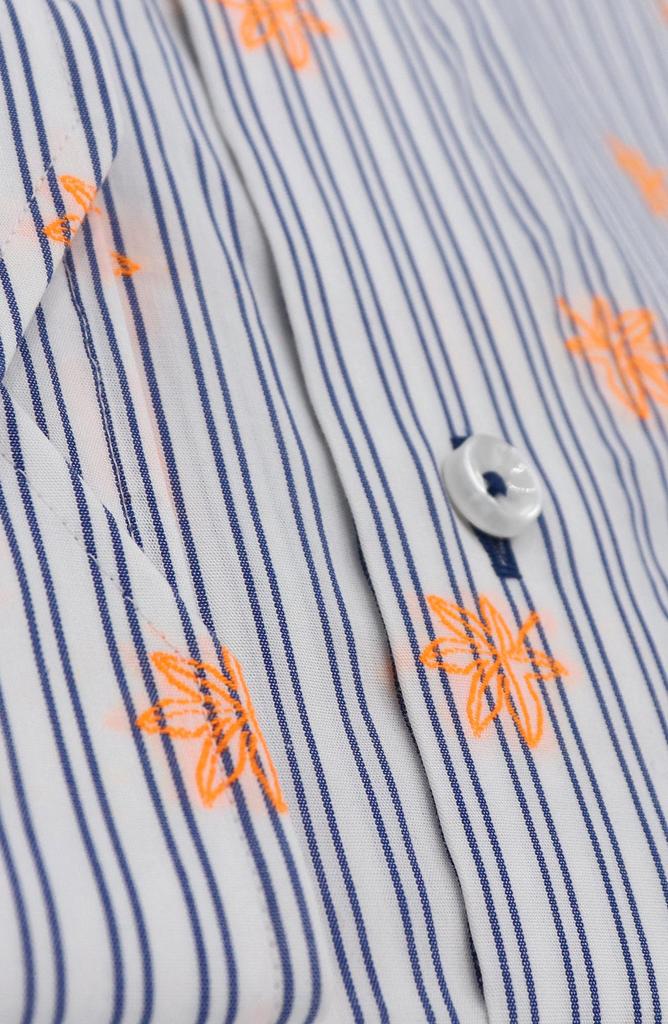 Lorenzo Uomo Trim Fit Stripe Neon Embroidery Dress Shirt