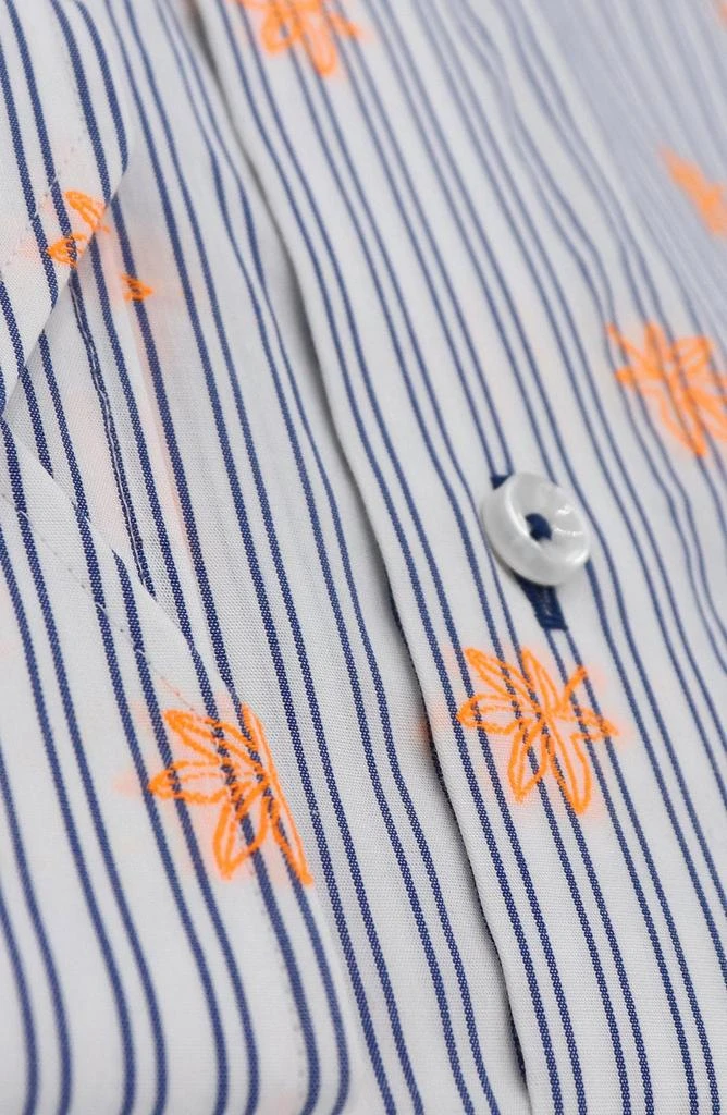 Lorenzo Uomo Trim Fit Stripe Neon Embroidery Dress Shirt 2