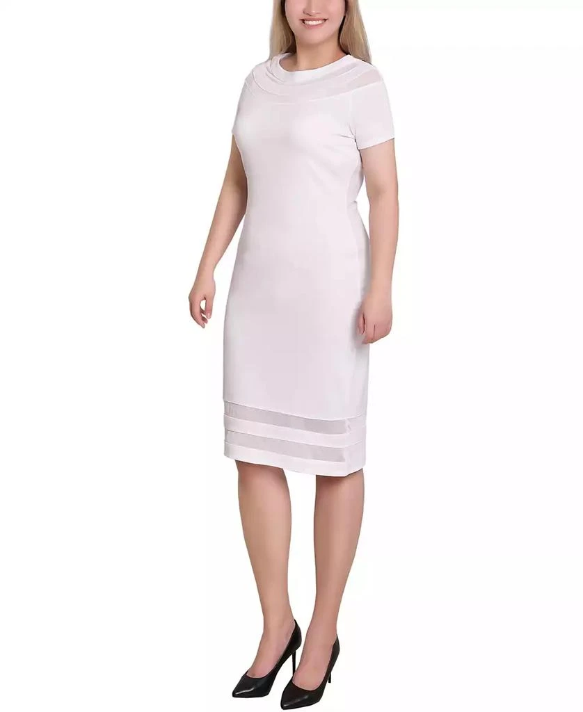 NY Collection Petite Short Sleeve Dress with Mesh Insets 3