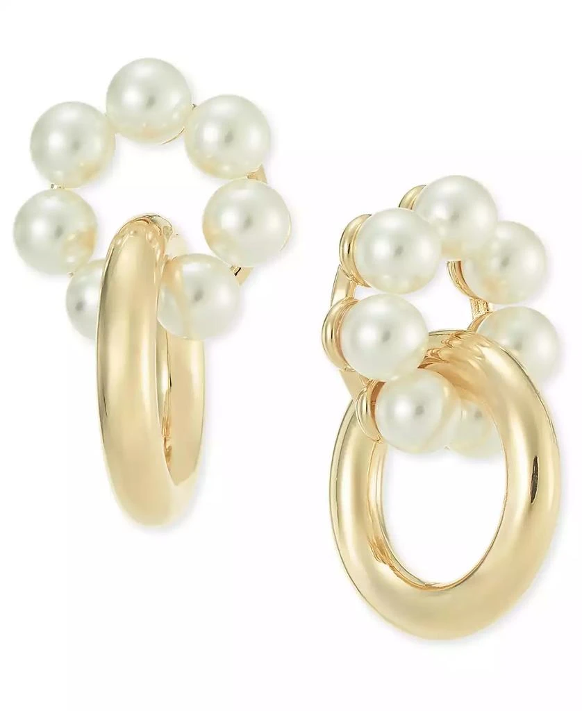 On 34th Gold-Tone & Imitation Pearl Linked Ring Drop Earrings, Created for Macy's 1