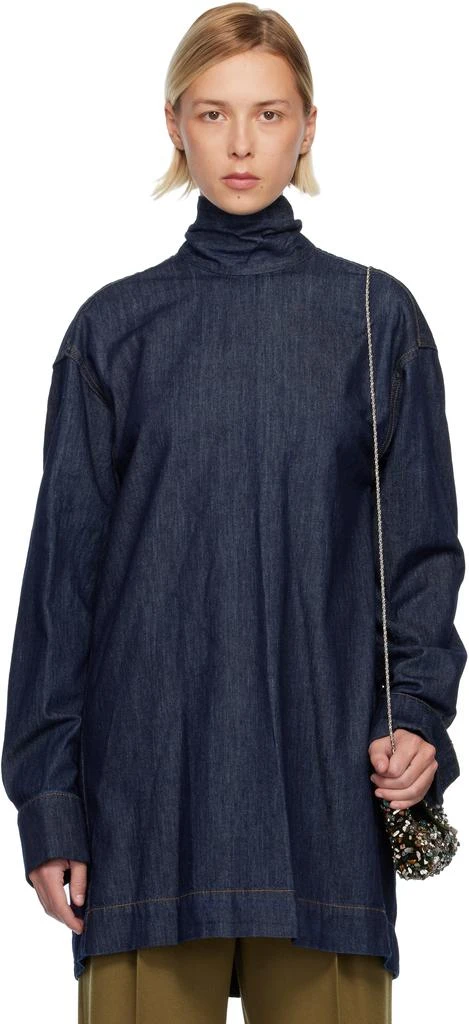 Dries Van Noten Navy Loose-Fit Denim Shirt 1