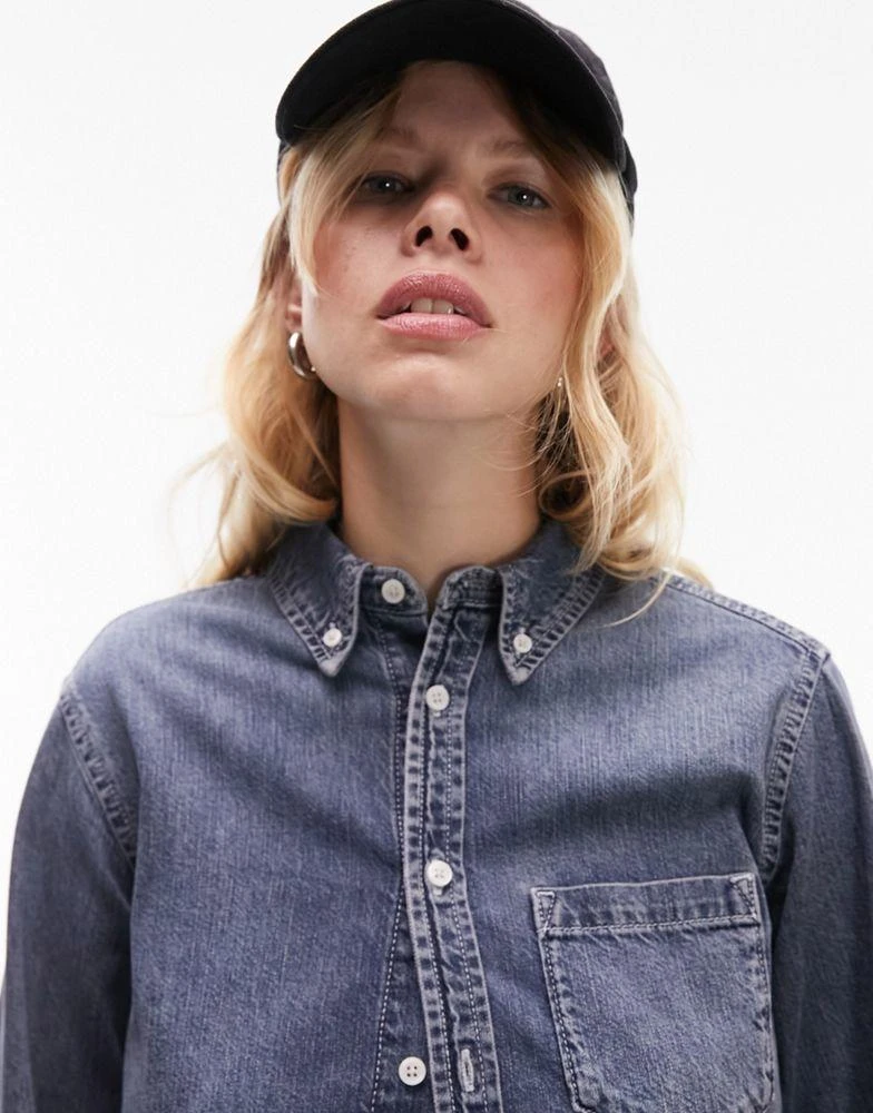 Topshop Topshop denim shirt in smokey blue 2