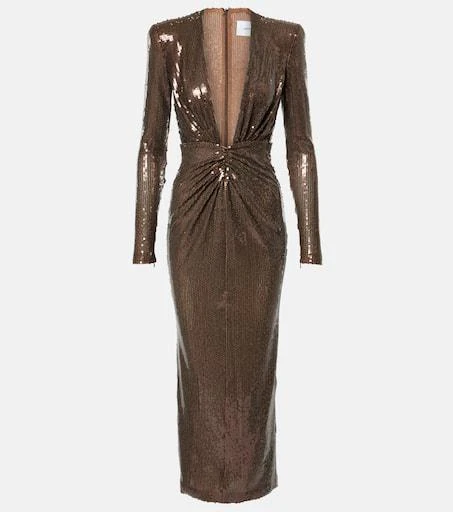 Alex Perry Gathered sequined midi dress 1