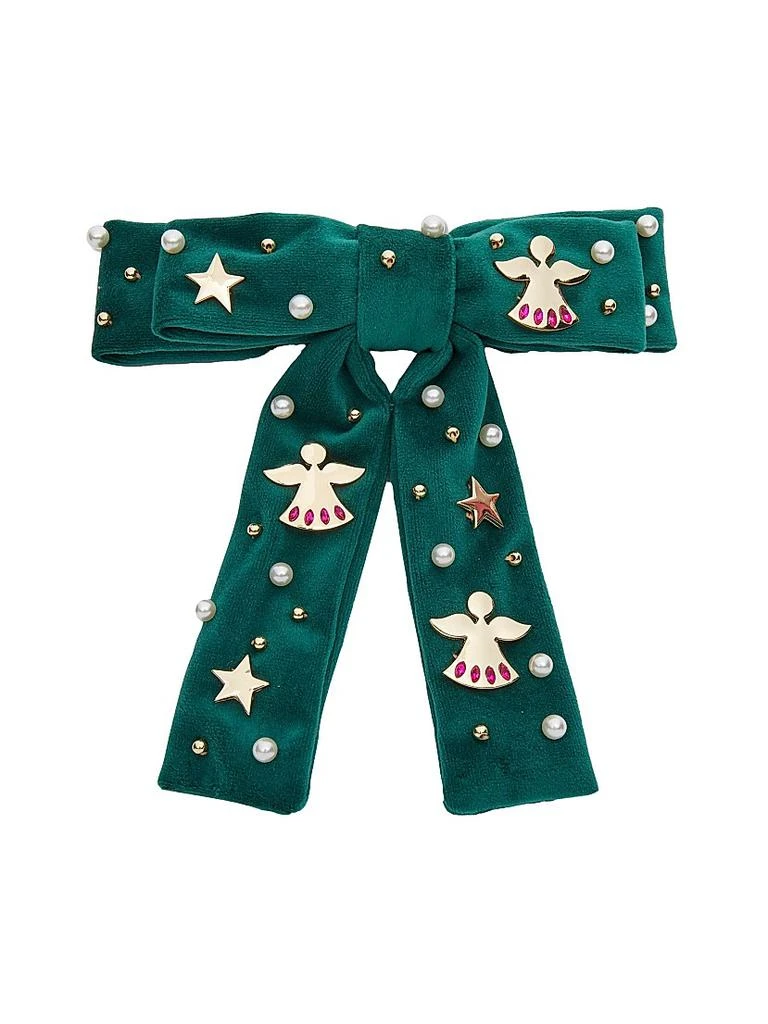 NWT LELE sadoughi PEARL EMBELLISHED ANTOINETTE BOW BARRETTE Lele Sadoughi Jet Pearl Embellished Antoinette Bow Barrette  main image 4