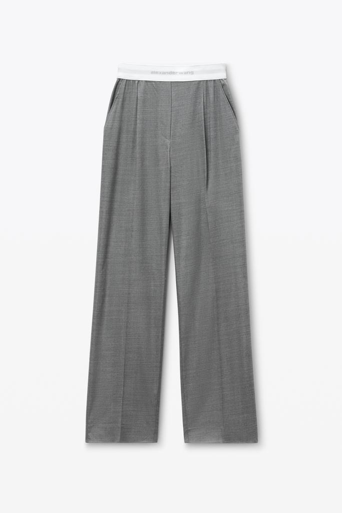 Alexander Wang High-Waist Pleated Pant with Logo Elastic