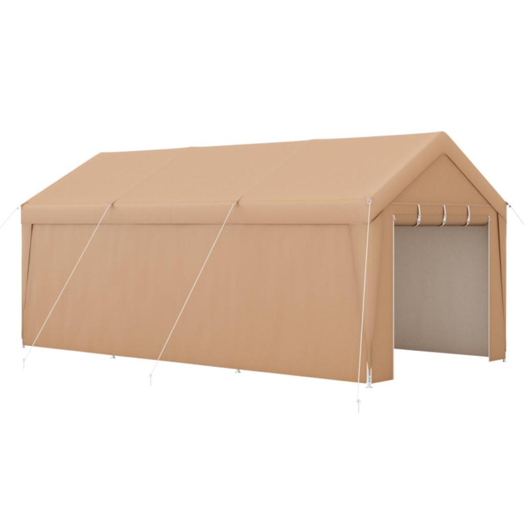 Hivvago 10 x 20 Feet Portable Garage Tent Carport with Galvanized Steel Frame-with Sidewall