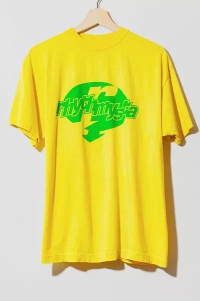 Urban Outfitters Vintage 1990s Rhythmysta Electronic Music Festival Graphic Yellow T-Shirt 1