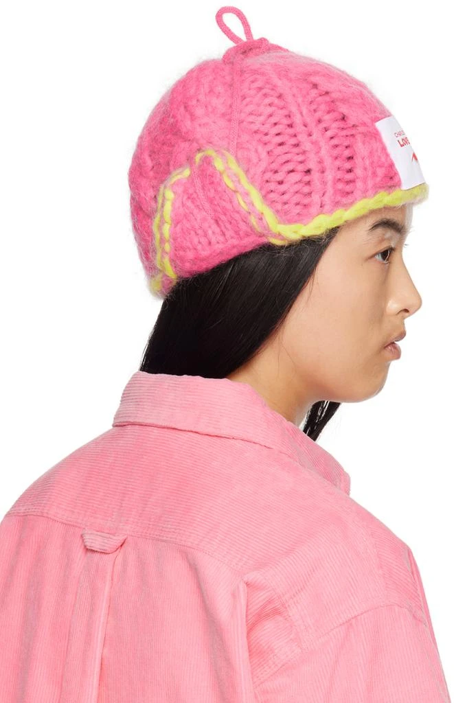 Charles Jeffrey Loverboy Pink & Yellow Chunky Aviator Beanie 3