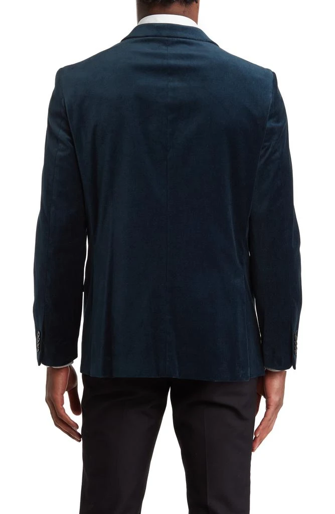 SAVILE ROW CO Deep Sea Peak Lapel Velvet Blazer 2