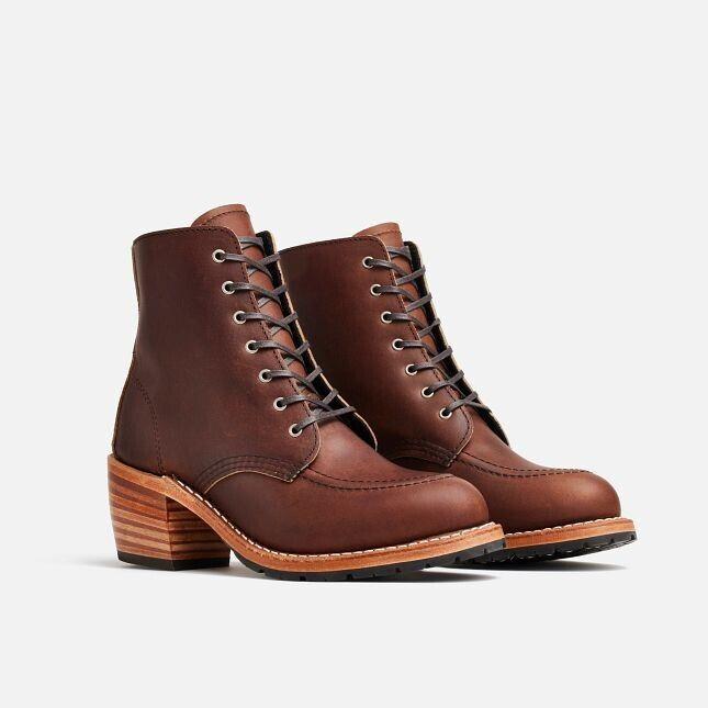 Red Wing Red Wing Heritage Clara 3406 Boots Women's Brown Leather Lace Up Block Heel